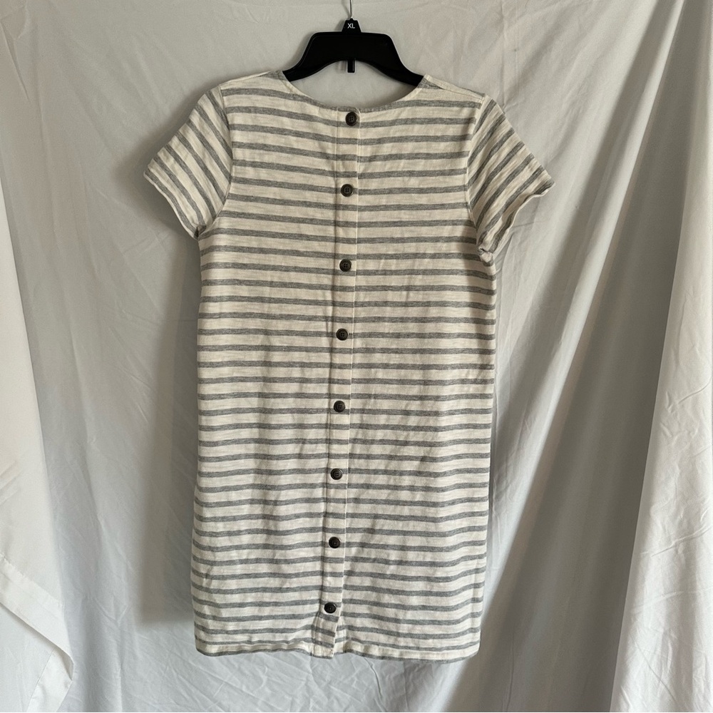 Madewell Button Back Dress with Gray & Cream Stripes Size S - Picture 2 of 4